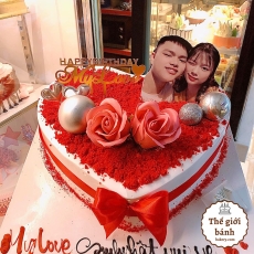 BÁNH KEM SINH NHẬT IN HÌNH TRÁI TIM MẪU 7