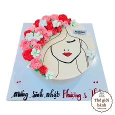 BÁNH SINH NHẬT HỌA TIẾT NÀNG HOA ĐỘC ĐÁO