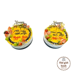 BÁNH SINH NHẬT ĐÔI - HỌA TIẾT TRÁI CÂY