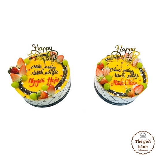 BÁNH SINH NHẬT ĐÔI - HỌA TIẾT TRÁI CÂY